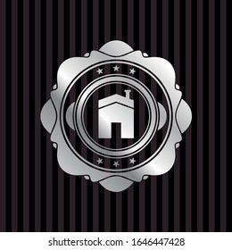 house icon inside silver badge