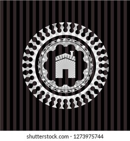 house icon inside silver shiny badge