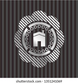 house icon inside silver shiny badge