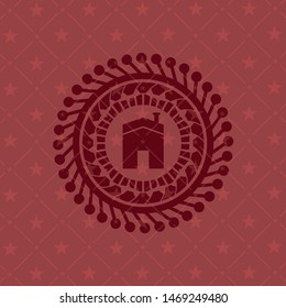 house icon inside vintage red emblem