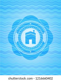 house icon inside water representation emblem.