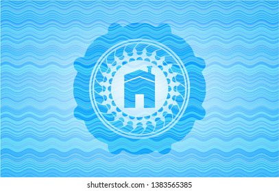 house icon inside water representation emblem.
