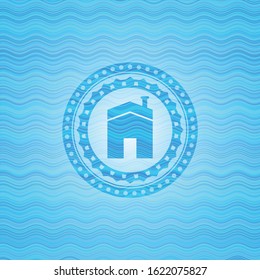 house icon inside water wave concept emblem background.