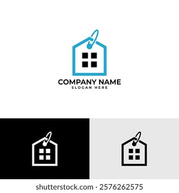 a house icon integrated within a price tag, symbolizing affordable housing, real estate deals, or home improvement services. The design conveys value, affordability, and customer satisfaction.