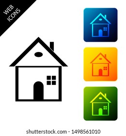 House icon isolated. Home symbol. Set icons colorful square buttons. Vector Illustration