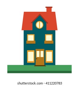 House icon isolated on white background.Vector illustration in flat style. Modern building.