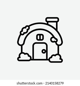  house icon, isolated winter outline icon in light grey background, perfect for website, blog, logo, graphic design, social media, UI, mobile app, vector illustration