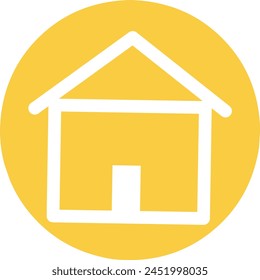 House icon isolated yellow background in circle