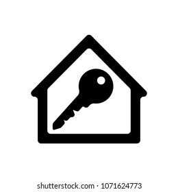 House icon with a key inside. Vector isolated object.