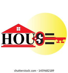 a house icon with a key that forms the word "house" which symbolizes safe and comfortable housing