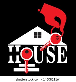 a house icon with a key that forms the word "house" which symbolizes safe and comfortable housing