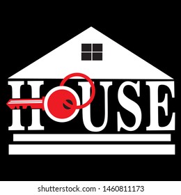 a house icon with a key that forms the word "house" which symbolizes safe and comfortable housing