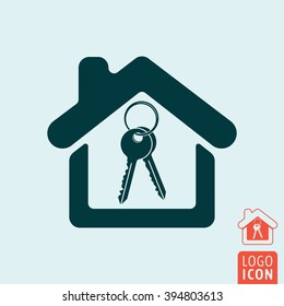 House icon. House with keys icon isolated. Real estate symbol. Vector illustration