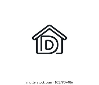 House Icon With Letter D Monogram