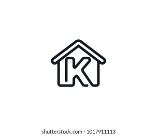 House Icon With Letter K Monogram