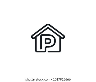 House Icon With Letter P Monogram