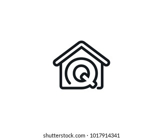 House Icon With Letter Q Monogram