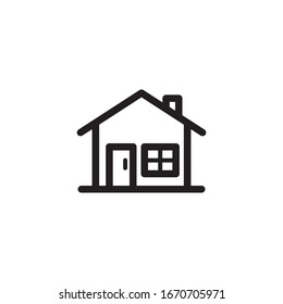 house icon, line ar vector illustration