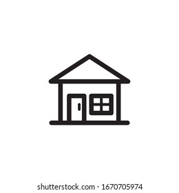 house icon, line ar vector illustration