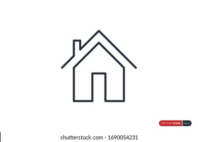 House Icon Line isolated on White Background. Flat Vector Icon Design Template Element.