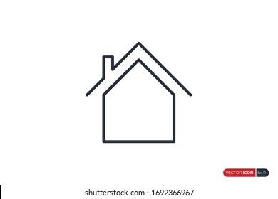 House Icon Line isolated on White Background. Flat Vector Icon Design Template Element.