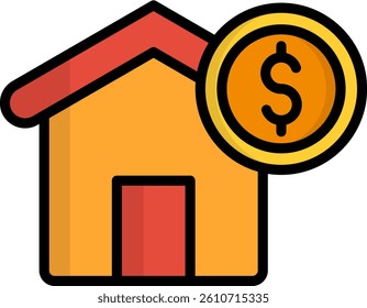 House Icon Lineal Color Vector Illustration