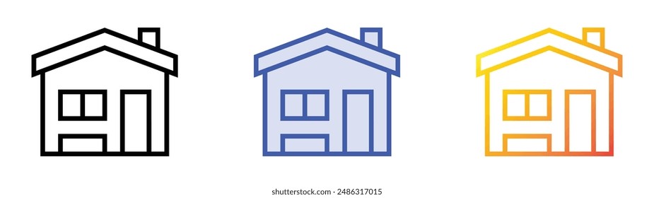 house icon. Linear, Blue Fill and Gradient Style Design Isolated On White Background