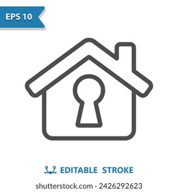 House Icon. Lock, Unlock, Keyhole. Professional, pixel perfect vector icon.