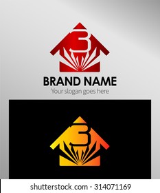 House icon, logo 3 number 