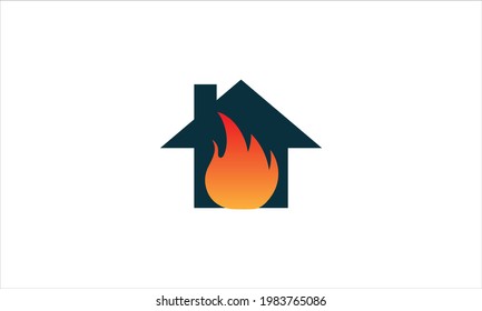 ilustración de diseño de icono de casa y vector de incendio