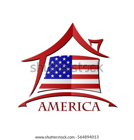 House icon made from the flag of America