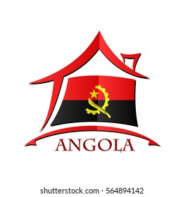 House icon made from the flag of Angola