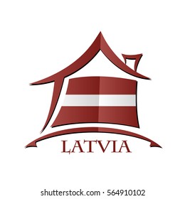 House icon made from the flag of Latvia