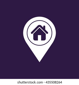 House icon in map pointer . Vector illustration