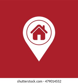 House icon in map pointer . Vector illustration