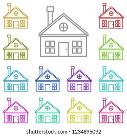 House icon in multi color. Simple outline vector of Building set for UI and UX, website or mobile application