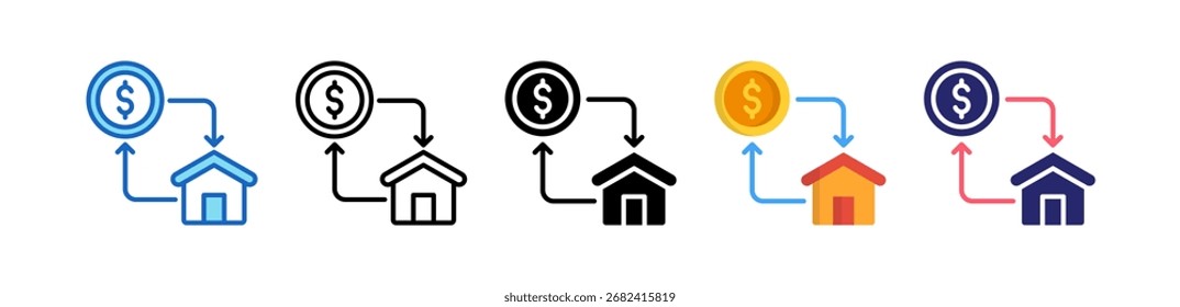 House Icon Multiple Style Set Collection.