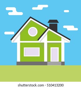 House icon. New private house vector illustration eps10. Isolated badge home flat design for website or app - stock graphics