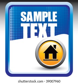 house icon on blue checkered advertisement