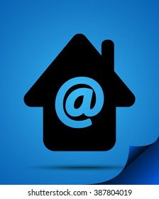 House icon on blue page background