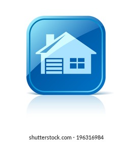 Icono de la casa en el botón web azul