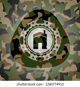 house icon on camo texture