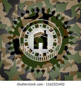 house icon on camouflage pattern