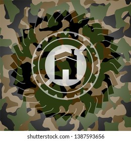 house icon on camouflaged pattern