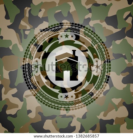 house icon on camouflaged pattern