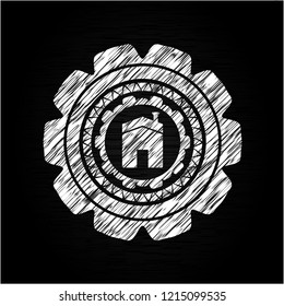 house icon on chalkboard