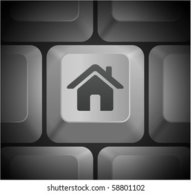 House Icon on Computer Keyboard Original Illustration