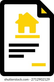 Icono de la casa en papel de documento para conceptos comerciales relacionados con bienes raíces o propiedades.