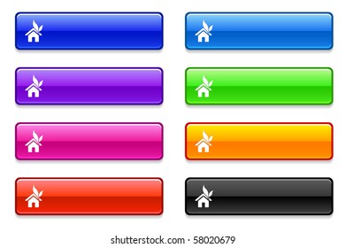 House Icon on Long Button Collection Original Illustration