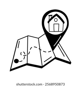 House icon on a map, representing property location or search